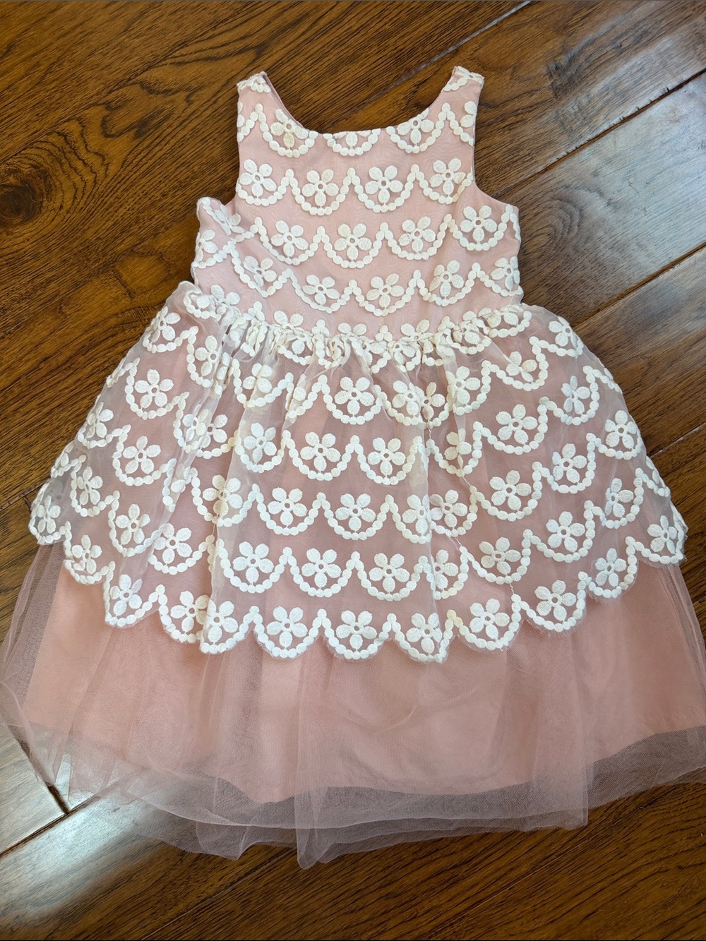 Janie and Jack Blush Pink Floral Lace Tulle Dress